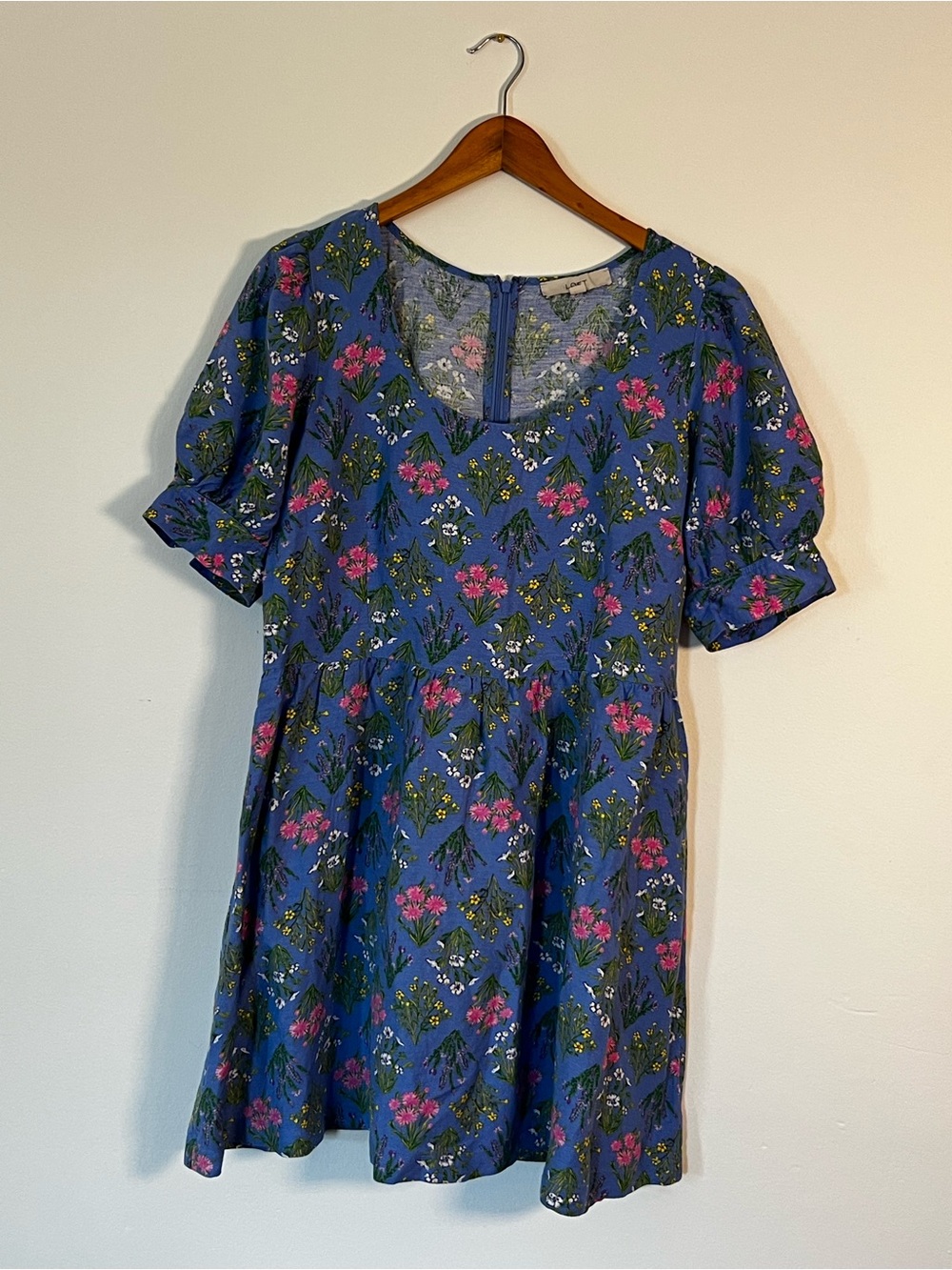 loft a line dress | Dresses | Loft Blue Floral Puff Sleeve Aline Color:Custom Colors Back zip ModelI_Prom COSMINA Women's Black Satin